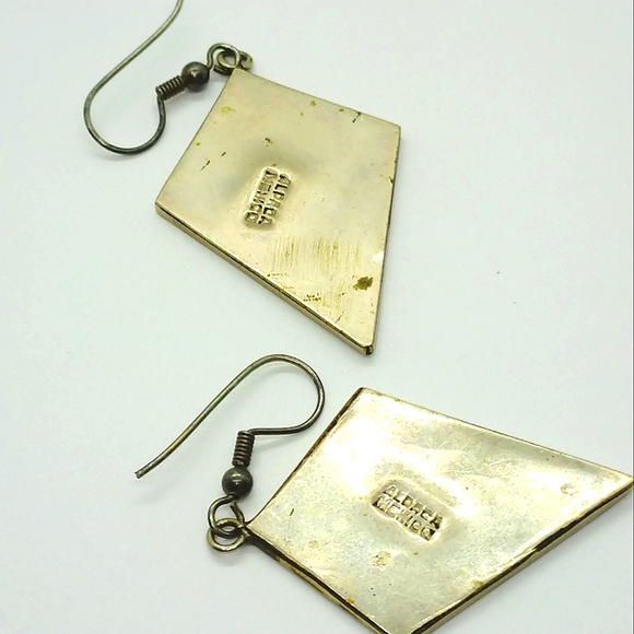 Vintage Mexican Silver Mother of Pearl Abalone Shell and Enamel Earrings Grapes - Picture 6 of 8